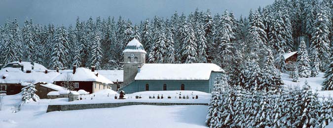 Village de montagne en hiver dans le Jura